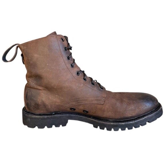 Allsaints Brown Leather Lace Up Combat Boots Men’s Size 13 Eu 46
